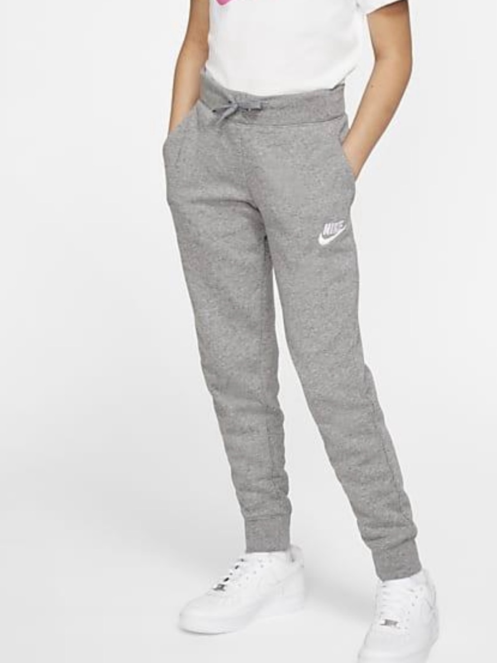 Nike Girls Gray Fleece Jogger Sweatpants Size M